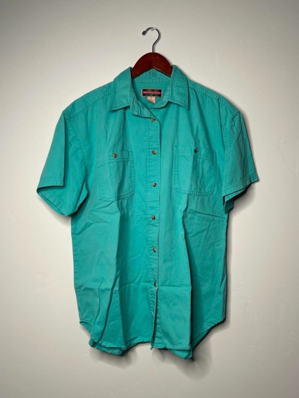 Vintage 90s North Coast Teal Button Up Shirt size XL